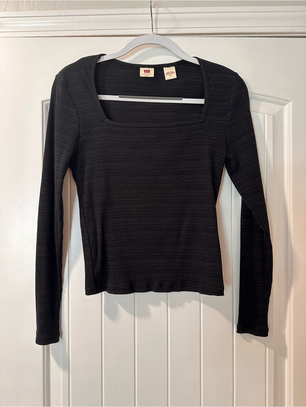 Levi's Black Ribbed Square-Neck Long Sleeve Tee